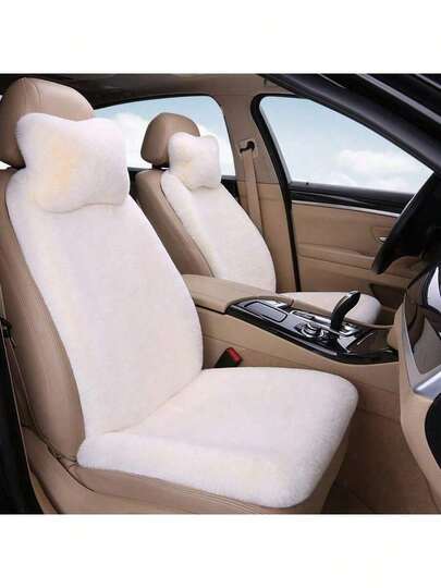 1pc Car Seat Cushion Winter Long Plush Seat Cushion Comfortable And Warm Car Seat Cover Backrest Short Long Plush Rear Seat Cushion