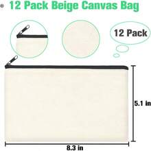KKXY Canvas Pouch- Multi-Pure Cosmetic Bag With Zper DIY Craft Canvas Zper Pouch B Makeup Bags Bulk Travel Tetry Bag For Sage 8.3 X 5 Inches - Màu be - Xem 2