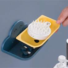 Jabonera autoadhesiva, jabonera de plástico, jabonera con Orificio de Drenaje, Recipienteón, Rejilla Esponja de Cocina, Uso repetido, fácil de Limpiar (Color : White) - 1 - Ver 3