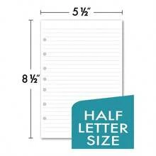 Paquete de hojas de papel de relleno forrado de agujeros para carpetas, rayas universitarias, 5 - 1/2x 8 - 1/2 pulgadas, blanco - blanco - Ver 4