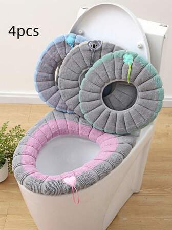 4pcs/1pc Thickened Toilet Seat Cushion With Handle, Suitable For All Seasons