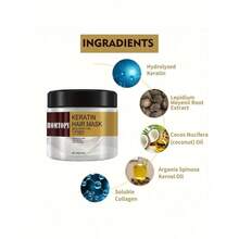 Moisturizing Keratin Hair Mask, Infused With Maca Extract And Collagen - Enriched With Moroccan Argan Oil, Coconut Oil And Hydrolyzed Keratin, Leaving Hair Silky Smooth, Boosting Vitality And Shine, Suitable For Normal Hair Types And All Hairstyles. Hair Mask, Hair Care, Hair Cream, Keratin, Random Delivery. - Multicolor - View 7