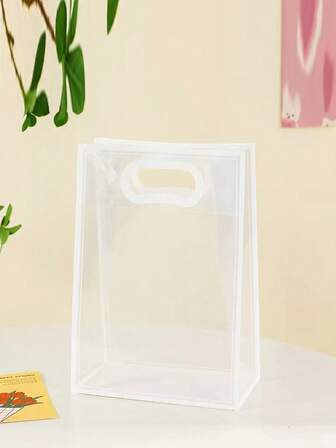 20pcs/10pcs/5pcs/1pc Transparent PVC Gift Bags, Handbag, Packaging Bags, Packaging Boxes, Tote Bags, Simple Style Tote Storage Bags, Large Capacity Tote Bags, Cosmetic Storage Bags, Birthday Gift Bags, Wedding Gift Bags, Back To School Season Plastic Waterproof Gift Bags, Transparent Gift Bags, Wedding Gift Bags, Baby Shower Gift Bags, Valentine's Day Gift Bags