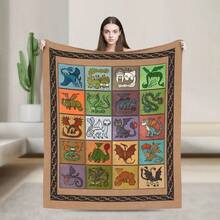 HTTYD Dragon Pattern Stylized Blanket Warm Plush Throw Blanket For Couch Chair Travel Office Flannel Bedspread Bed Cover.Jpg - trắng - Xem 1