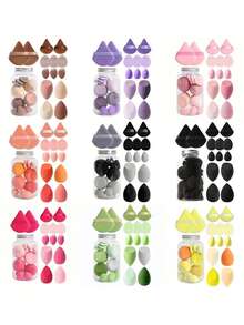Set de 14 esponjas de maquillaje con contenedor de almacenamiento, que incluye 2 borlas de polvo triangulares y 2 borlas de polvo triangulares mini, 3 borlas de polvo de cojín de aire mini, 4 huevos de belleza y 3 huevos de belleza mini, hechos de terciopelo súper suave, con diseños para ojos y esquinas, esponjas de maquillaje de colores variados, esponja de belleza para mezclar base, de uso dual en seco y húmedo para crema de maquillaje de base, adecuado para todo tipo de piel, económico, relleno de calcetines, maquillaje, herramientas de maquillaje, cosas baratas, regalos, regalos para mujeres, regalos de Navidad - Multicolor - Ver 2
