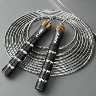 Cuerda de saltar ajustable en velocidad, con mecanismo sin tornillos de autobloqueo, cuerda de fitness de alta resistencia para adultos, unisex, con mangos ergonómicos, apta para CrossFit, HIIT, quema de grasa, cardio, entrenamiento en casa