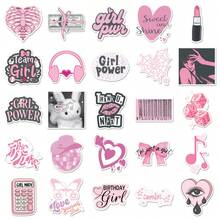 50PCS Pink Stickers Pixel Stickers Kawaii Stickers Coquette Stickers Cute Stickers Stickers Art Stickers Aesthetic Stickers Bulk Stickers For Skateboard Luggage Laptops Bumper Theme Party Supplies - C - View 5