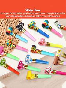 1pc/50pcs-Party Blower, Colored Noise Generator, Squawkers Tassel Noise Generator For Party Playing, Birthday Noise Generator, Birthday Horn Blowing Party Whistle, Suitable For Graduation Ceremonies, Party Events, Christmas, Easter And Other Parties,Christmas - Multicolor - View 5