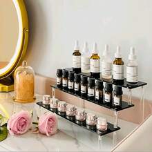 1pc Black Acrylic Multi-Tier Perfume Display Stand, Multifunctional Storage Organizer. Can Be Used As Jewelry Holder, Vanity Organizer, Perfume Rack, And Other Item Storage. Bathroom Accessories And Room Decor. - Black - View 4