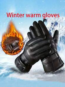 1 paire de gants d'hiver  de haute qualité, sensibles à l'écran tactile, doublure en polaire pour la chaleur, coupe-vent, imperméable, antidérapant, durable, léger, convient aux hommes et aux femmes, idéal pour le cyclisme, la moto, les déplacements par temps froid - Multicolore - Voir 1