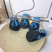 4pcs/Set Soft Bottom Anti-Slip Dog Shoes For Medium To Large Dogs, Suitable For Golden Retriever, Border Collie, Beagle, Chow Chow, Walkable - Blue - View 3