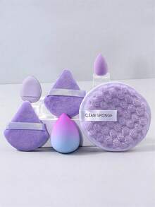 1/6pcs Hot Selling Pineapple Texture Slouchy Makeup Remover Sponge, Double-Sided Cleansing Face Wash Sponge, Soft Exfoliating Bath Sponge, Gradient Color Large Size Dry/Wet Dual-Use Makeup Sponge, Triangle Setting Powder Puff, Teardrop Concealer Sponge, Thumb Makeup Sponge, Popular Seller