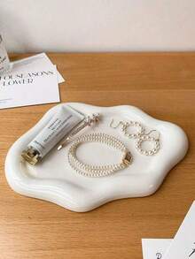 1pc Elegant Cloud-Shaped Ceramic Tray - Single-Layer Luxury Jewelry & Perfume Display Stand, Fashionable Home Jewelry Tray, Suitable For Storing Keys In Living Room And Office - Ideal Gift For Thanksgiving, New Year And Valentine's Day, Jewelry Tray Storage - Multicolor - View 10