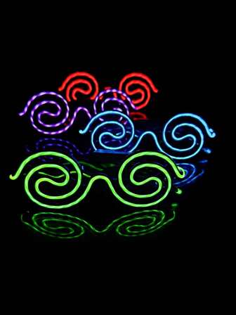 1 Pair Spiral LED Flashing Glasses With Batteries Included, Cool Rave Glow Eyewear For Halloween, Christmas, Concerts, Parties, Birthdays And Other Celebrations
