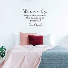 TTJM Vinyl Wall Art Decal Sticker Beauty Begins The Moment You Decide To Be Yourself - Inspirational Coco Chanel Quote Vinyl Decal For Home Bedroom Living Room And Office Decor 22.5" X 32" Black - 黑色 - 查看 3