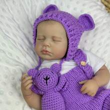 48 CM 19 Inch 3D Skin Doll With Visible Veins Sleeping Reborn Baby Doll Toy For Kids Vinyl Limbs Cloth Body LouLou Doll Handmade Birthday Gift - Muñeca bebé durmiendo - Ver 5