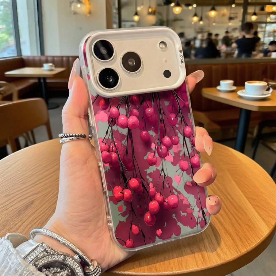 Funda de Teléfono con Patrón de Flor de Cerezo Rosa para Modelos de y Adecuada para Todas las Estaciones Opción de Regalo Ideal - Plateado - Ver 1