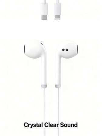 Auriculares con cable in-ear compatibles con iPad Lightning/TYPE-C; Auriculares con cable con interfaz Lightning TYPE-C compatibles con iPad y Android; Control remoto integrado para música, llamadas telefónicas y control de volumen