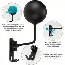 180 Degree Rotatable Helmet Holder - Durable Motorcycle And Bicycle Wall Mount Rack, Space-Saving And Easy Access Display Stand - Black - View 9