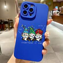 2026 nueva funda de teléfono mate, funda de teléfono con gnomos lindos usando gorros navideños y luces, texto "Todo está bien" para  17 14 Pro Max  17 13  17 12  Galaxy S23 S22 S21 funda de protección para teléfono, funda de pareja, regalo para novio novia, regalo de vacaciones - Blanco antiguo - Ver 4