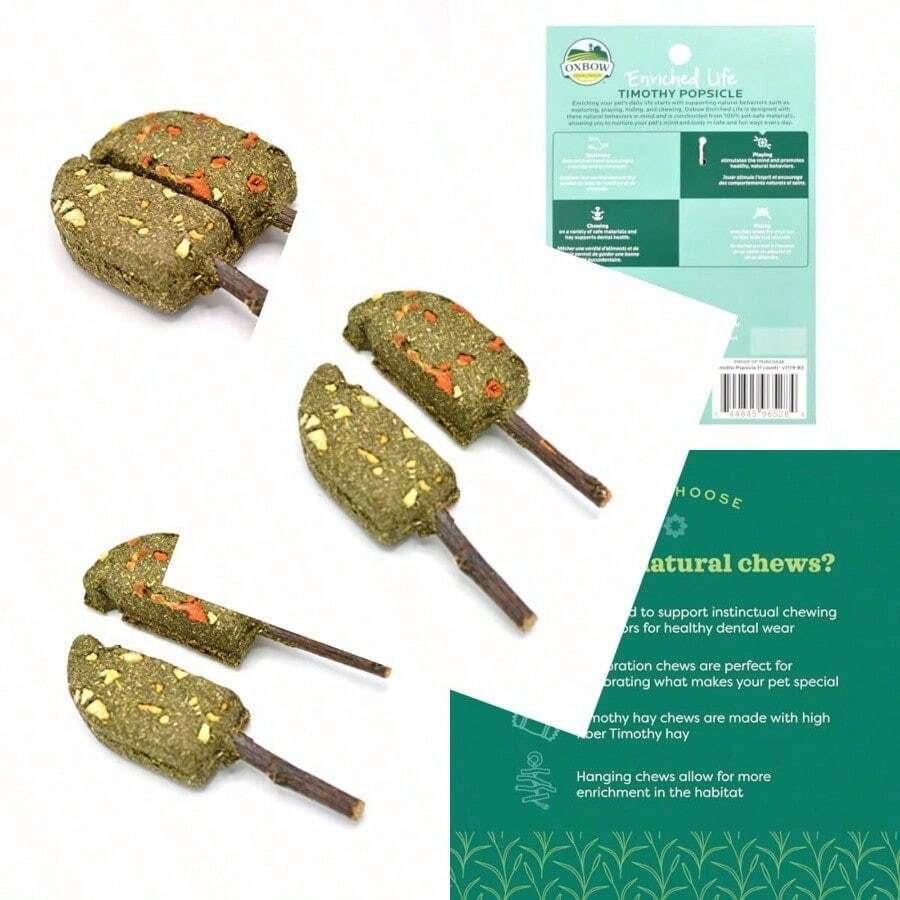 Enriched Life Timothy Popsicle Rabbit Toys Guinea Pig Toys Enrichment For Bunny Guinea Pig Hamster Stuff Rabbit Chinchilla Made With Timothy Hay Chinchilla Cage Accessories - 如圖 - 查看 1