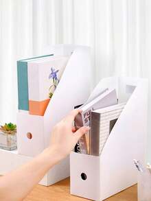 3/2/1个白色防水文件盒，桌面文件收纳盒，厨房用具收纳盒，橱柜分隔收纳盒，加厚可折叠简易文件收纳架，书架，适用于学生宿舍、书架、返校季、学习用品