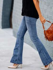 Women's All-Match American Casual Commute Versatile Denim Pants - Medium Wash - View 1