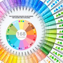 168-Colour Liquid Acrylic Gel Pen Set, 1.0 Hard Tip, High Colour Concentration, Gradient Colour Scheme, Suitable For Writing, Drawing, Doodling, And Use On Multiple Surfaces