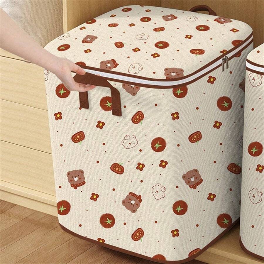 1pc Extra Large Storage Box - Space-Saving Zippered Storage Container, Lightweight Portable Underbed Storage Box, Suitable For Closet, Attic, Moving - Non-Woven Fabric Container For Bedding, Clothes, Linens - Home, Travel, Seasonal Organization, Bedroom Storage, Sturdy Handle Design - Multicolor - View 1