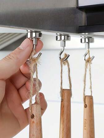 2个装磁性挂钩，重型钕磁铁挂钩，强力磁性挂钩，磁性衣架，带挂钩的磁铁，适用于浴室、厨房、毛巾架、办公室、车库等场所。