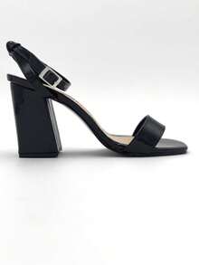 Sandalias de tacón elegante - Negro charol - Ver 4