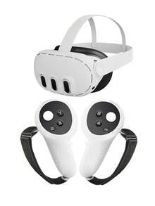 1 套 Meta Quest 3 VR 头显硅胶保护套 + 2 个控制器硅胶套 + 2 个摇杆帽，Oculus Quest 3 VR 配件，防摔、防尘、防刮，提升游戏操作手感和体验 - 白色 - 查看 1