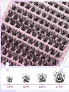 New Lashes Short Fairy Venus With Invisible Band Lashes Wispy Lash Clusters Individual Lashes 8-14MM Natural Lashes WaterProof For Girls Clusters DIY Cluster Eyelash Extensions For Beginners Long Lasting Manga Makeup Cosmetic Springtok - 短花草套裝 8-14mm(黑膠) - 查看 8