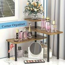 1件3层木制转角置物架 - 节省空间，旋转式厨房台面收纳架，易于组装，结构耐用，简约设计，浴室转角置物架，厨房、浴室收纳整理。 - 彩色 - 查看 7