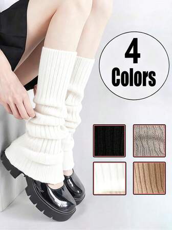 40cm 1/2 pares Calentadores de piernas estilo Lolita para mujeres, calcetines largos de lana tejida, cubierta para pies, calentadores de brazos, calcetines de otoño e invierno, puños de botas, medias estilo Y2K