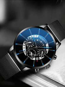 5 Pieces/Set, 1 Mesh Strap Alien Watch + 4 Woven Hand Jewelry Sets