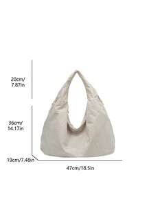 lulu kewen Große Umhängetasche für Frauen, Große Kapazität einfarbige Damen Umhängetasche, Lässiger japanischer Stil Damen Shopper, Multifunktionale Rucksack für Studenten, Einfache und stilvolle Damen Handtasche, Einkaufstasche, Modische Damen Tasche, Leicht und faltbar Reisetasche, mit Reißverschlusstasche. - Weiss - Übersicht 10