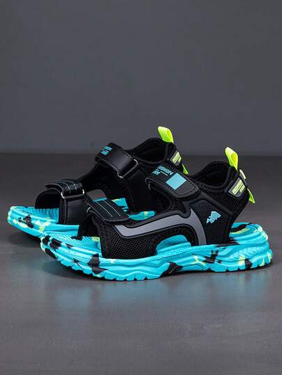 儿童鞋、儿童凉鞋、儿童运动凉鞋、可调节双钩环搭扣、黑白经典配色、男童水凉鞋、时尚百搭沙滩鞋