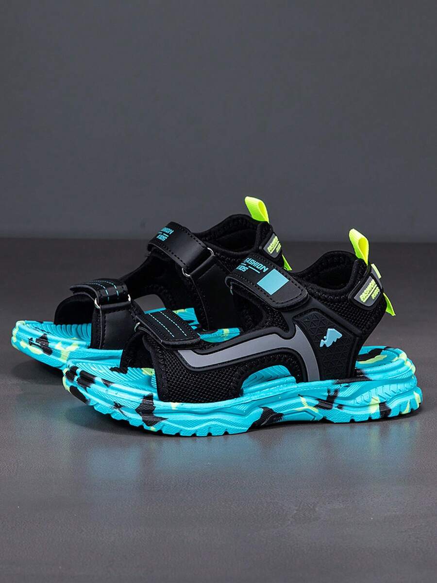 Sapatos Infantis, Sandálias Infantis, Sandálias Esportivas Infantis, Fechamento Ajustável com Duplo, Cor Clássica Preta e Branca, Sandálias Aquáticas para Meninos, Sapatos de Praia Versáteis e na Moda