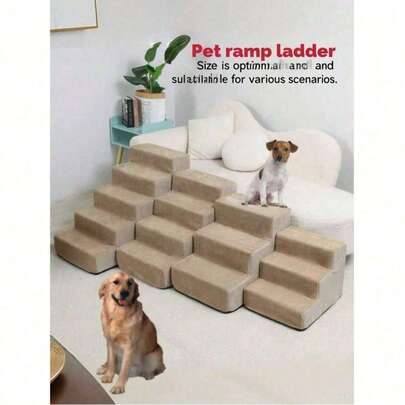 Premium Adjustable Pet Stairs Designed For Dogs And Cats - With Non-Slip Base And Removable Cover For Easy Cleaning, Lightweight Climbing Solution For All Ages, 2/3/4/5 Steps Pet Stairs Sofa Stool Non-Slip Durable Bed Ramp Detachable Washable, Joint Care For Elderly Pets, Mobility Aid For Injured Pets, Caring For Pets With Limited Mobility