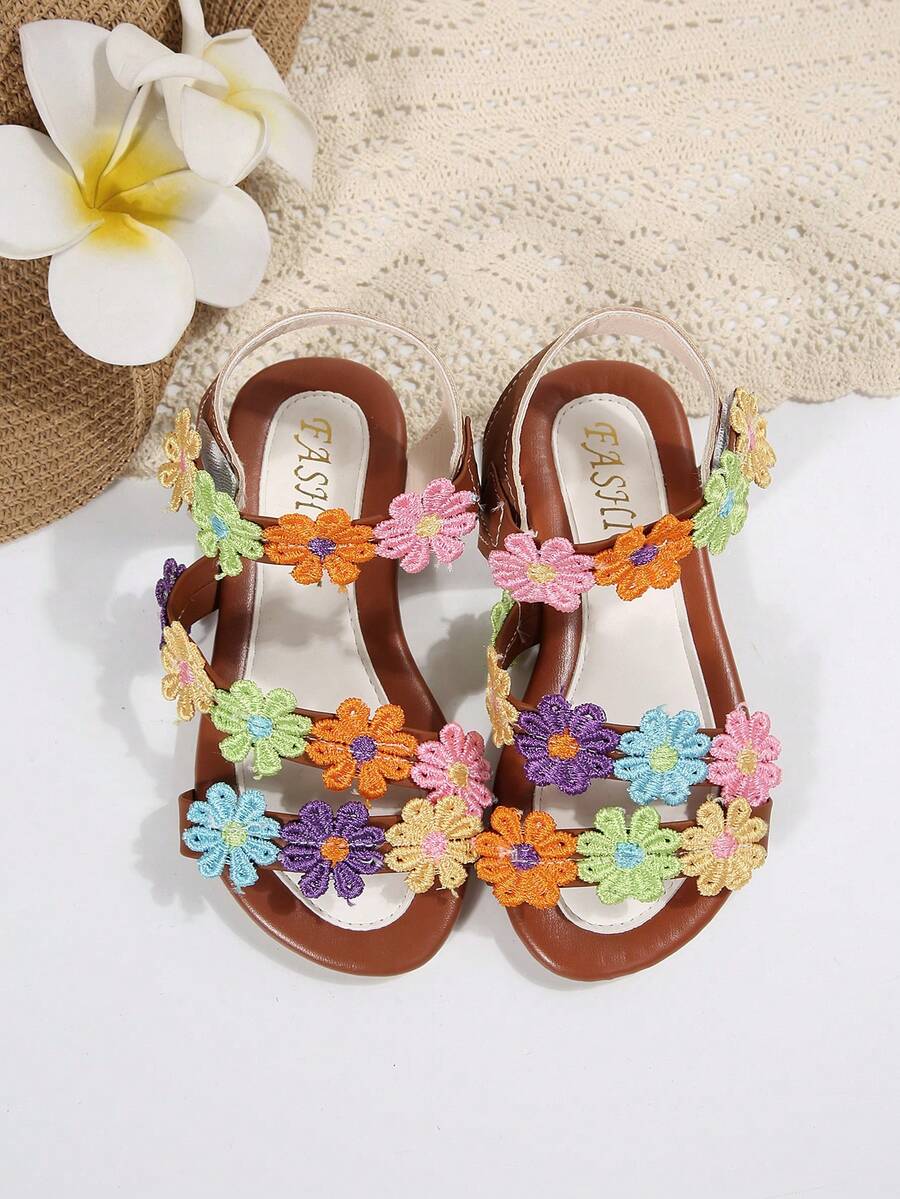 1 Đôi dép đế bằng mùa hè cho bé gái, họa tiết hoa hướng dương, phong cách đồng quê, phù hợp cho cuộc sống hàng ngày, kỳ nghỉ ở bãi biển và du lịch - Nhiều màu - Xem 1