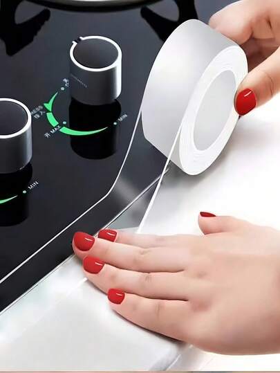 لفة واحدة من شريط سيليكون مقاوم للماء للمطبخ والحمام، شريط منع تسرب للمفاصل في المطبخ، شريط شفاف مقاوم للماء، شريط لاصق لملء الفجوات والزوايا في الحمام والمرحاض، مناسب لفجوات الحوض، مادة متينة، خيار مثالي للمنزل وغرف الطعام، حل لإغلاق الفجوات، تطبيق لإغلاق المفاصل، شريط سيليكون مقاوم للماء، شريط لفجوات الحمام، شريط فجوة غير مرئي، شريط مقاوم للماء، إغلاق قوي، ديكور منزلي DIY