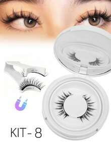 1 Pair Magnetic Eyeliner & Eyelashes Set, Easy To Use Without Glue, Reusable False Lashes Tool Suitable For Travel, Business Trip, Date, Hotel - Nhiều màu - Xem 13