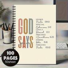 100页励志圣经经文螺旋笔记本 - 基督教每日计划本和日记本，送给女性的礼物，宗教主题设计，包含圣经经文，适合教堂、办公室或学校使用，励志笔记本 | 激励封面 | 耐用螺旋装订，励志笔记本和日记本 - 上帝說你是「靈感聖經經文螺旋筆記本 - 查看 2