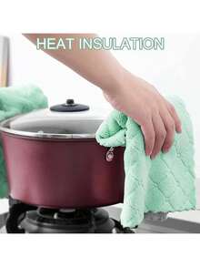 5 piezas de paños de limpieza XL de colores aleatorios, gruesos, suaves, de secado rápido y sin aceite, toallas de microfibra fáciles de limpiar, ideales para la cocina, el restaurante, la mesa, el lavado de autos y el pulido, cocina, baño, hogar, artículos del hogar - Multicolor - Ver 4