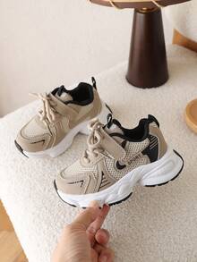 1 Đôi Giày Thể Thao Chunky Thời Trang Mới, Giày Đi Bộ Đường Dài Unisex Cho Bé Trai & Bé Gái - Màu Khaki - Xem 2