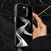 Funda de Teléfono Diseño de Onda Abstracta en Blanco y Negro para  14 Pro Max  13 Pro  Galaxy S23 Ultra S22 Plus Regalo Ideal para Todas las Estaciones - Plateado - Ver 4