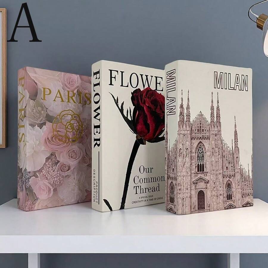 3pcs Luxury Faux Books, Realistic Decorative Books For Home, Office, Bedroom, Hotel, Cafe, Tabletop Decor, Photography Props