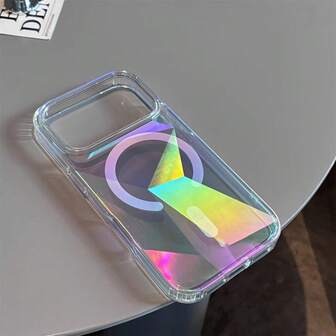 1个透明菱形图案磁吸手机壳，兼容 17 Pro Max，透明手机壳，磁吸无线充电保护套，适用于 17、11、12、13、14、15、16、17 Pro Max Air Plus，透明磁吸后盖，圣诞礼物，情人节礼物，时尚手机壳