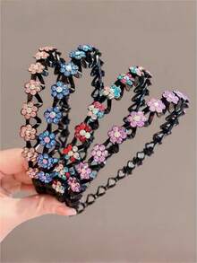 2/4件装儿童可爱花朵水晶发箍，简约时尚卡通发带，百搭优雅可爱女孩发饰 - 彩色 - 查看 8